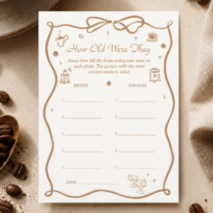 Coffee Bridal Shower How Old Were They Game Card