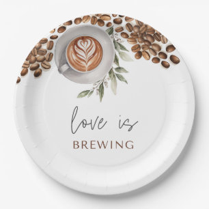 Coffee Bridal Shower - Love is Brewing Paper Plate