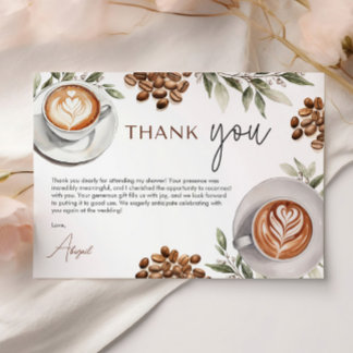 Coffee Bridal Shower - Love is Brewing Thank You Card