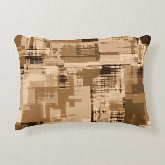 Coffee Brown Abstract Trendy Accent Pillow (Front)
