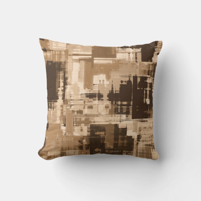 Coffee Brown Abstract Trendy Outdoor Pillow (Front)