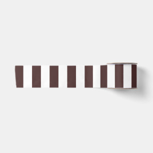 Coffee Brown and White Vertical Stripes Satin Ribbon