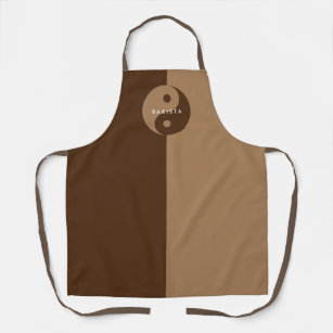 Coffee brown barista apron with Yin Yang design