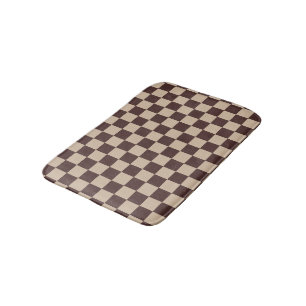 Coffee Brown Chequerboard Bath Mat