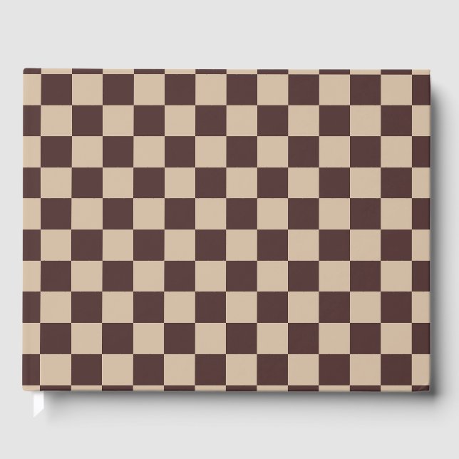 Coffee Brown Chequerboard Guest Book (Front)