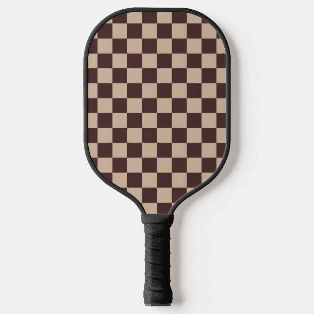 Coffee Brown Chequerboard Pickleball Paddle (Front)