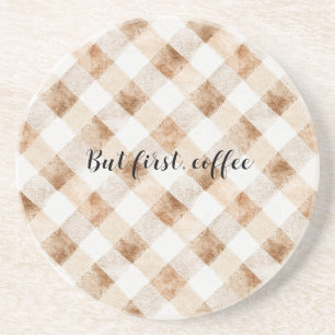 Coffee Brown Cream Stripes Coaster