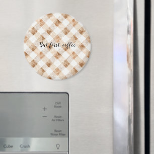 Coffee Brown Cream Stripes Magnet