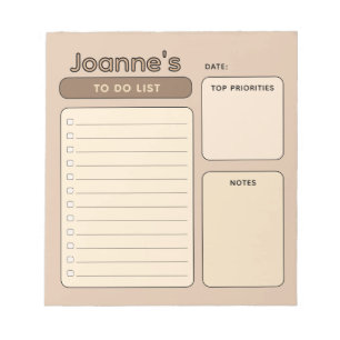Coffee Brown Cute Customizable To Do List Notepad