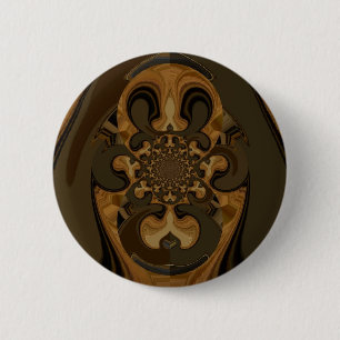 Coffee Brown Fluid Kaleidoscope Art Print 2 Inch Round Button