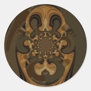 Coffee Brown Fluid Kaleidoscope Art Print Classic Round Sticker