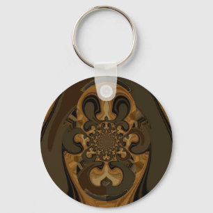 Coffee Brown Fluid Kaleidoscope Art Print Keychain