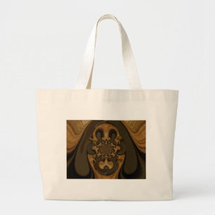 Coffee Brown Fluid Kaleidoscope Art Print Large Tote Bag
