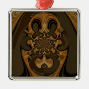Coffee Brown Fluid Kaleidoscope Art Print Metal Ornament