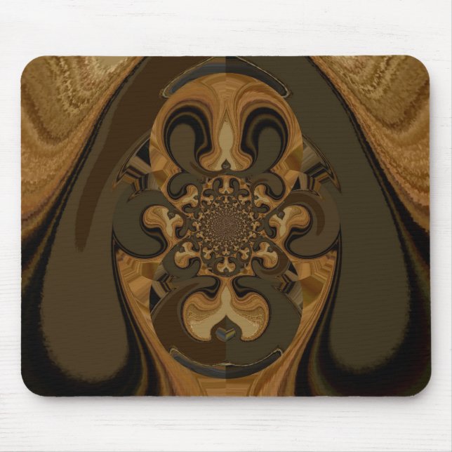Coffee Brown Fluid Kaleidoscope Art Print Mouse Pad (Front)