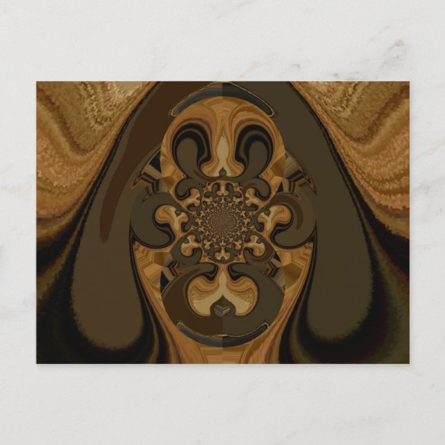 Coffee Brown Fluid Kaleidoscope Art Print Postcard (Front)