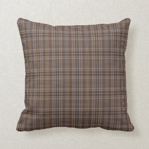 Coffee Brown Plaid Pattern Throw Pillow