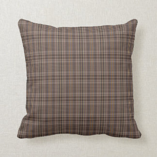 Coffee Brown Plaid Pattern Throw Pillow