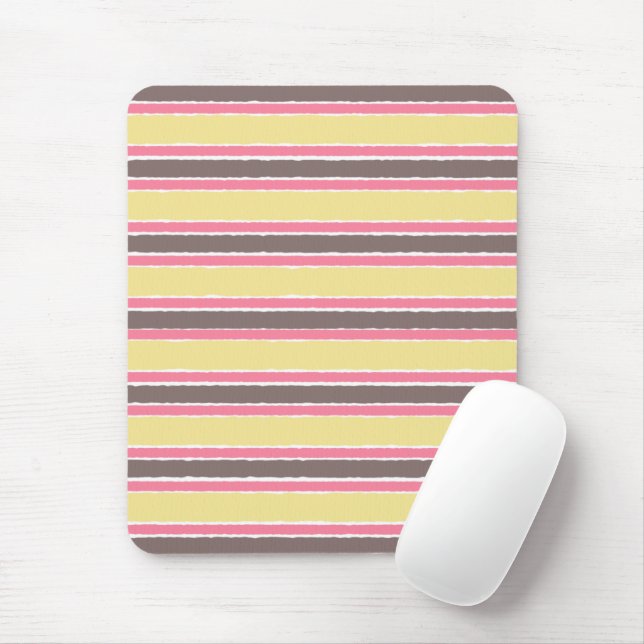Coffee Brown Popcorn Yellow Bubblegum Pink Stripes Mouse Pad (With Mouse)