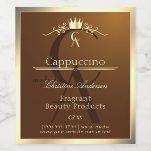 Coffee Brown Product Label Gold Frame and Monogram
