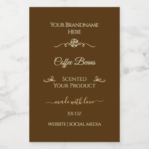 Coffee Brown Product Label Gold Frame Vintage Rose
