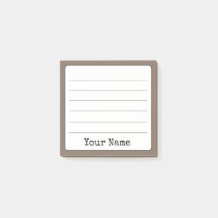 Coffee Brown Retro Add Your Name Lined Post-it Notes