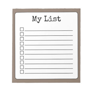 Coffee Brown Retro Custom Checklist Lined Notepad