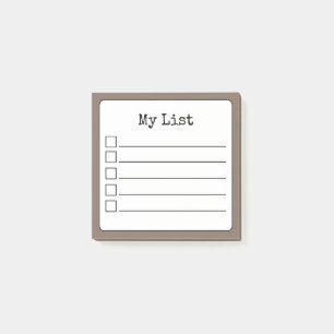 Coffee Brown Retro Lined Checklist Post-it Notes