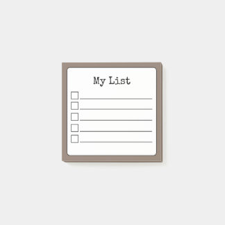 Coffee Brown Retro Lined Checklist Post-it Notes