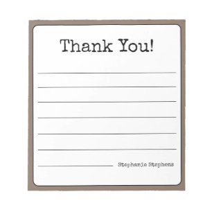 Coffee Brown Retro Thank You Your Name Lined  Notepad