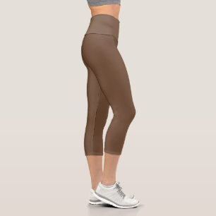 Coffee Brown Solid Color  Capri Leggings