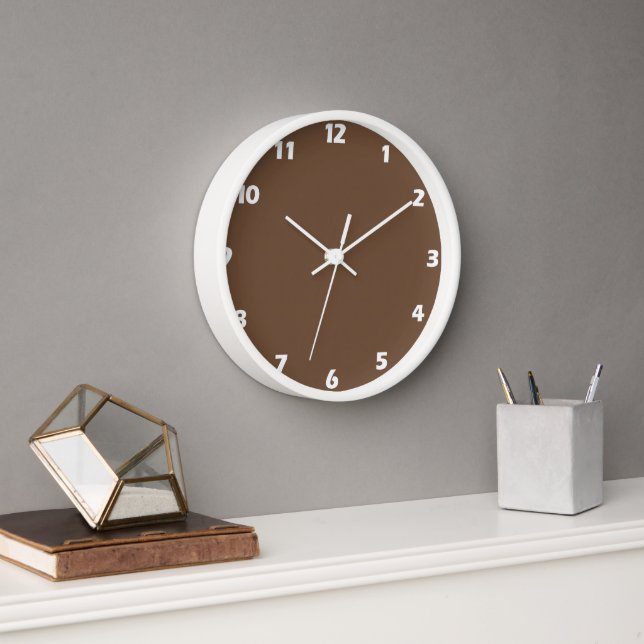 Coffee Brown Solid Colour  Clock (Office)