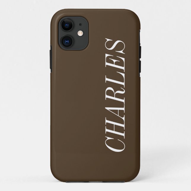 Coffee Brown Solid Colour | Minimalist Name Case-Mate iPhone Case (Back)