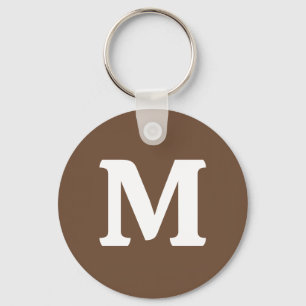 Coffee Brown Solid Colour   Monogram  Keychain