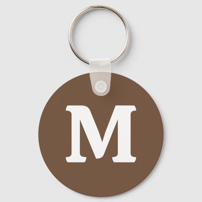 Coffee Brown Solid Colour | Monogram  Keychain (Front)