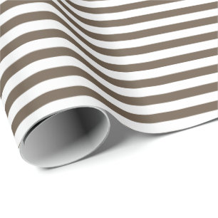 Coffee Brown   White Stripe Wrapping Paper