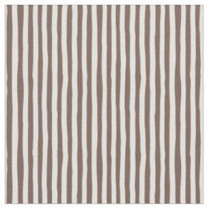 Coffee Brown & White Wonky Stripes Fabric