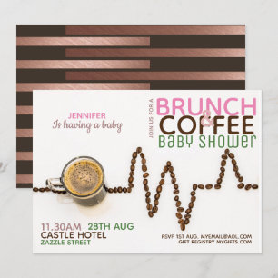 COFFEE Brunch Baby Shower Invitation Pink Green
