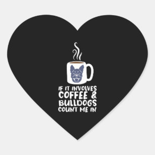 Coffee Bulldogs Heart Sticker