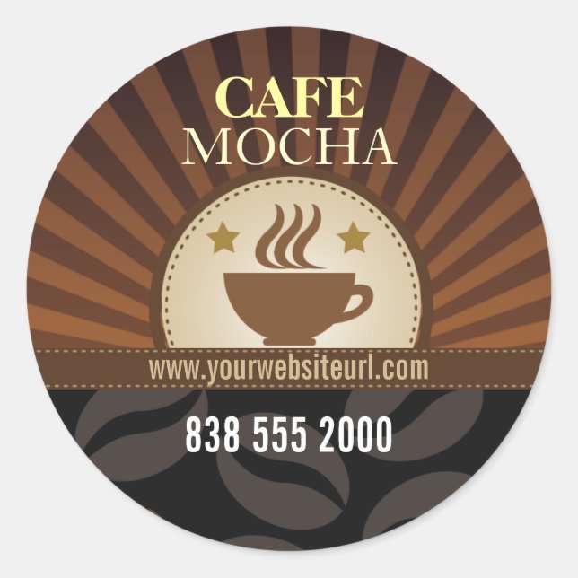 Coffee Burst Cafe Classic Round Sticker (Front)
