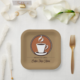 Coffee Business professional cafe espresso shop Paper Plate