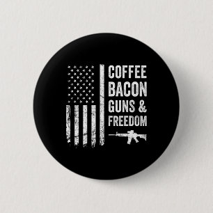 Coffee Bycon Guns And Freedom - Bbq Grill Funny Gu 2 Inch Round Button