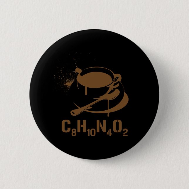 Coffee C8H10N4O2 2 Inch Round Button (Front)