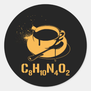 Coffee C8H10N4O2 Classic Round Sticker