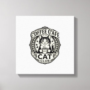 Coffee Cafe Cat Funny Cat Graphic - Coffee Cafe Ca Canvas Print
