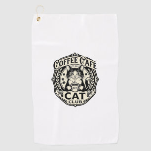 Coffee Cafe Cat Funny Cat Graphic - Coffee Cafe Ca Golf Towel