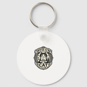 Coffee Cafe Cat Funny Cat Graphic - Coffee Cafe Ca Keychain