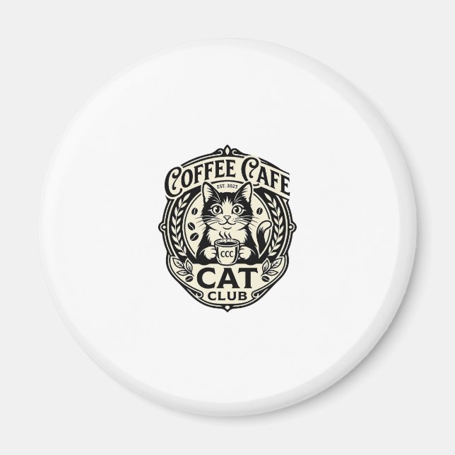 Coffee Cafe Cat Funny Cat Graphic - Coffee Cafe Ca Magnet (Front)