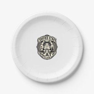 Coffee Cafe Cat Funny Cat Graphic - Coffee Cafe Ca Paper Plate