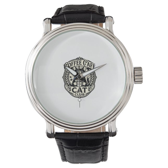 Coffee Cafe Cat Funny Cat Graphic - Coffee Cafe Ca Watch (Front)